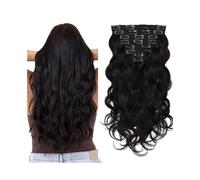 Extensions de cheveux Clip de vague de corps dans les extensions de cheveux, Real Human in 8Pcs avec 20 Clips Bouclés Naturel Noir Pleine Tête In(26 pouces)