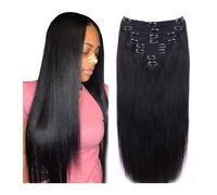 extensions de cheveux Clip droit dans les extensions de cheveux cheveux humains 8 pièces par ensemble avec 18 clips double trame clip dans les extensions de cheveux humains couleur noire naturelle for