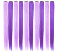 Extensions de cheveux colorées, 10pcs 22 pouces Clip droit violet en extensions de cheveux, perruque soie à haute température pour adultes Kids Favors Cadeaux