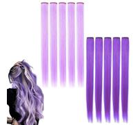 Extensions de cheveux colorées de 10pcs, clip droit violet 22 pouces dans les extensions cheveux, perruque soie à haute température pour enfants filles femmes