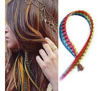 Extensions de cheveux colorés 10pcs Plumes de cheveux Clip dans le kit d'extension de cheveux synthétiques Extension de cheveux Tinsels pour femmes filles