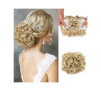Extensions de cheveux courts et bouclés en chignon, faciles à étirer, chouchous, peignes, clips, queue de cheval(24T613)