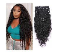 Extensions de cheveux Curly Clip in Human Hair Extensions Real Human Hair Double Weft Jerry Curly Natural Black Color For Black Women 120g/set 8Pcs/lot 18 Clips Per Pack morceaux de cheveux(1 Pcs,14in