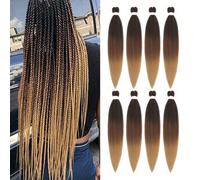 Extensions de cheveux de tressage synthétiques longues de 30 pouces, pré-étirées, aux ombres jaunes, en emballages multiples, pour femmes et filles Fibre basse température