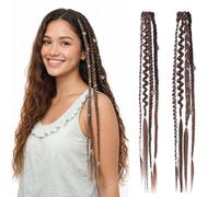 Extensions de cheveux dread élastiques, ombrées, 50 cm, pour plage, hippie, à extrémité unique, en synthétique, faites à la main, marron foncé