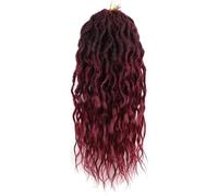 Extensions de cheveux Dreadlock, Extensions de cheveux, avec extrémités bouclées, tresses synthétiques pré-bouclées ondulées, Faux Crochet Locs longs Dreadlocks(1BBUG,16inches#5Pcs/Lot)