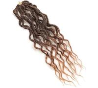 Extensions de cheveux Dreadlock, extensions de cheveux, faux avec extrémités bouclées ondulées Queen pré-bouclées synthétiques ombrées Extensions de cheveux Afro Dreadlocks(T1B30,24inches#6Pcs/Lot)