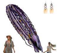 Extensions De Cheveux Dreadlocks Boho Viking Avec Perles Et Charmes - Queue De Cheval Dreadlocks Tressée À La Main Légère Pour Style Boho Quotidien Et Voyage(Purple)