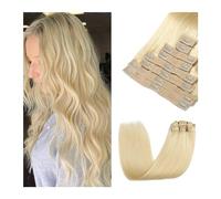 extensions de cheveux Extensions de cheveux à clips, 8 pièces, vrais cheveux humains blonds, 14 à 26 pouces, 100% cheveux humains lisses Remy #613 blonds à clipser dans les extensions de cheveux meil