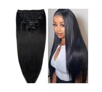 extensions de cheveux Extensions de cheveux à clips - Cheveux humains brésiliens - Tête complète - Soyeux et lisses - Extensions de cheveux à clips for femme - 120 g - 8 pièces par lot avec 18 clips m