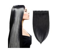 Extensions de cheveux Extensions de cheveux à clips en une seule pièce - Vrais cheveux humains # 1B - Extensions de cheveux lisses à clips - 3/4 tête complète - Extensions de cheveux Remy Extensions à