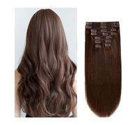extensions de cheveux Extensions de cheveux à clips marron foncé - Vrais cheveux humains 100% cheveux humains Remy - Extensions de cheveux lisses double trame for tête entière #2 marron meilleure ban