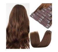 extensions de cheveux Extensions de cheveux à clipser Cheveux humains Remy Brun chocolat Double trame Extensions de cheveux Clip dans les cheveux humains Double trame soyeux droit #4 meilleure bande a