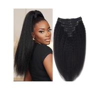 Extensions de cheveux Extensions de cheveux à clipser, extensions de cheveux humains afro crépus droits for femme, 10 pièces 120 g, cheveux brésiliens Remy à clips for tête entière Cheveux humains nat