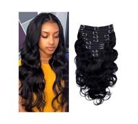 Extensions de cheveux Extensions de cheveux avec clip vague de corps 10-26" Double trame de vrais humains 8 pièces/ensemble 120g Cheveux remy brésiliens Porter et aller dans les extensions(14inches)