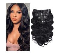 extensions de cheveux Extensions de cheveux brésiliens Remy à clips, cheveux naturels, Body Wave, sans colle, Double trame, 8 pièces, 18Clips, for femmes noires meilleure bande adhésive dans les exten