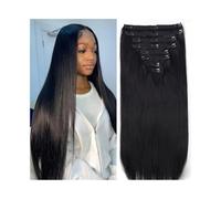 Extensions de cheveux, Extensions de cheveux brésiliens Remy à clips, lisses et soyeux, 25,4 à 66 cm, 8 pièces,pour femmes(26inch)