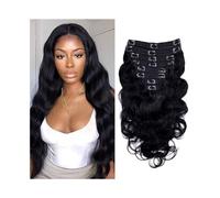Extensions de cheveux, Extensions de cheveux brésiliens Remy Body Wave à clips for une tête complète! Noir, 8 pièces avec 18 clips, 120g,pour femmes(24inch)