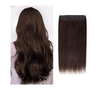 Extensions de cheveux Extensions de cheveux humains à clips en une seule pièce - Couleur marron foncé - #2 clips - Vrais cheveux brésiliens naturels - Appliquer un fil invisible - 40,6 à 66 cm Extensi