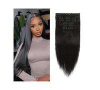 Extensions de cheveux Extensions de cheveux humains à clips longs et droits - 20, 22, 24 pouces - Extensions de cheveux humains brésiliens Remy à clips - 8 pièces - 120 g Cheveux humains naturels(20in