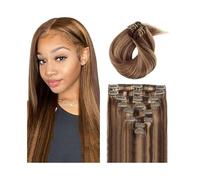 extensions de cheveux Extensions de cheveux humains à clips, vrais cheveux humains, 40,6 à 66 cm, 120 g, #4/27 brun chocolat à blond caramel, extensions de cheveux brésiliens Remy à clipser meilleure