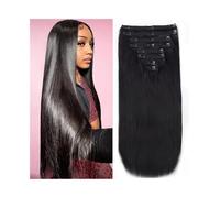 extensions de cheveux Extensions de cheveux humains droits à clipser Extensions de cheveux humains brésiliens Remy for femmes 8 pièces par ensemble avec 18 clips Extensions à clips double trame meille