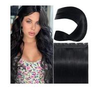 extensions de cheveux Extensions de cheveux invisibles Vrais cheveux humains noirs une pièce avec 5 clips dans les extensions de cheveux avec bandeau en fil transparent Extensions de cheveux humains m