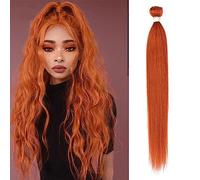Extensions de cheveux humains 20,3 cm - Gingembre orange - Extensions brésiliennes droites - 30 cm