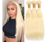 Extensions de cheveux humains 613 blonds 613 raides de qualité 12A 100 % cheveux humains brésiliens vierges non traités 40,6 cm, 45,7 cm, 50,8 cm