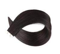 Extensions de cheveux humains à bande adhésive, 40G 20PCS Double face enraciné Highlight Remy cheveux humains cheveux raides pour femmes(1B#,22INCH/55cm)