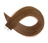 Extensions de cheveux humains à bande adhésive, 40G 20PCS Double face enraciné Highlight Remy cheveux humains cheveux raides pour femmes(6#,24INCH/60cm)