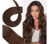 Extensions de cheveux humains à bande adhésive, 50 g, 20 pièces, mèches soyeuses, lisses, sans couture, double face, en PU, pour femmes(4#,20INCH/50cm)