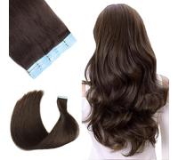 Extensions de cheveux humains à bande adhésive, 50 g, 20 pièces, trame de peau sans couture, extensions de cheveux humains véritables, cheveux raides pour femmes(2#,12INCH/30cm)