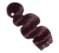 Extensions de cheveux humains à clips, cheveux lisses Remy, 120 g/lot Wear and Go(Wine red,16 inch)