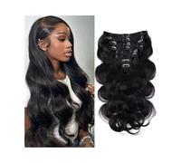 Extensions de cheveux humains à clipser - Body Wave - Sans colle - 120 g - Remy brésilien - 8 pièces avec 18 clips - Double trame - 20,3 à 66 cm Wear and Go(22inches)