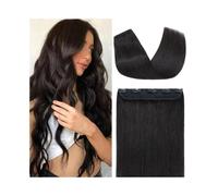 Extensions de cheveux humains à clipser Extensions de cheveux raides en une seule pièce 10-26 pouces Extensions de cheveux Remy noirs naturels avec 5 clips(22 inches)
