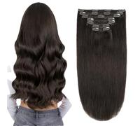 Extensions de cheveux humains à clipser pour femme Marron 140 g 160 g