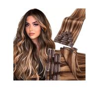 Extensions de cheveux humains à clipser sans couture, lisses, 120 g/lot(4-27 Highlight Brown,22inches)