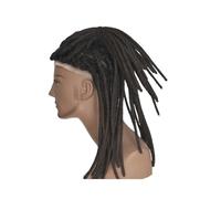 Extensions de cheveux humains Afro Dreadlock à base dentelle complète toupet for hommes et femmes 0,6 cm Loc Confortable(1B,12 inch)