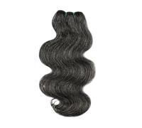 Extensions de cheveux humains avec vague du corps sel et poivre, gris et blanc, 100 g/pièce, texture naturelle pour extensions de tresse tressée (35,6 cm)