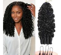 Extensions de cheveux humains bouclés au crochet de type birman, 22 pouces, 50g, 50 mèches, crochet en plume invisible pré-séparé, cheveux Remy légers et réutilisables pour femmes, couleur naturelle D
