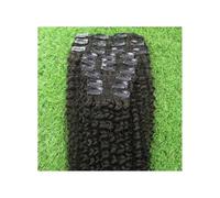 Extensions de cheveux humains crépus bouclés à clips, lot de 9 pièces, cheveux Remy, 120 g Installation et enlèvement faciles(Black,12inch)