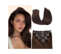 Extensions de Cheveux Humains Extensions de Cheveux Humains Couleur Brun 8pcs 120g Droite Double Trame Réel Humain Remy Clip Ins(24inches)