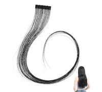 Extensions de Cheveux Humains Noirs 50cm pour Femmes | Ajout de Volume et Longueur Instantanée, Lavables et Coupables, Noir, Mèches Droites