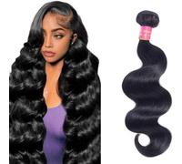 Extensions de cheveux humains ondulés - 3 trames de cheveux humains 100 % non transformés - Extensions de cheveux brésiliens vierges - Peuvent être teints ou décolorés - Noir naturel - 55,9 cm