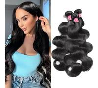 Extensions de cheveux humains ondulés - 3 trames de cheveux humains 100 % non transformés - Extensions de cheveux brésiliens vierges - Peuvent être teints ou décolorés - Noir naturel - 45,7 cm, 50,8