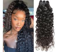 Extensions de cheveux humains ondulés, mèches simples, mèches humides et ondulées non traitées, 100 g/mèche pour femmes(Black,12INCH/30cm)
