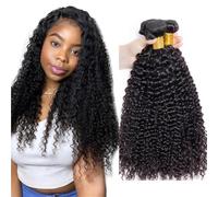 Extensions de cheveux humains Remy 10A 12-32 pouces for femmes, mèches brésiliennes crépues et bouclées, 1/3 pièce Quick Weave(3PCS 14inches)