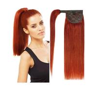 Extensions de cheveux humains Remy à clip en cuivre - Double trame - Pour un coiffage rapide pour cheveux courts - Rouge