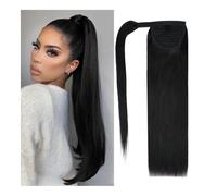 Extensions de cheveux humains Remy à clip en cuivre - Double trame - Pour un coiffage rapide pour cheveux courts - Noir